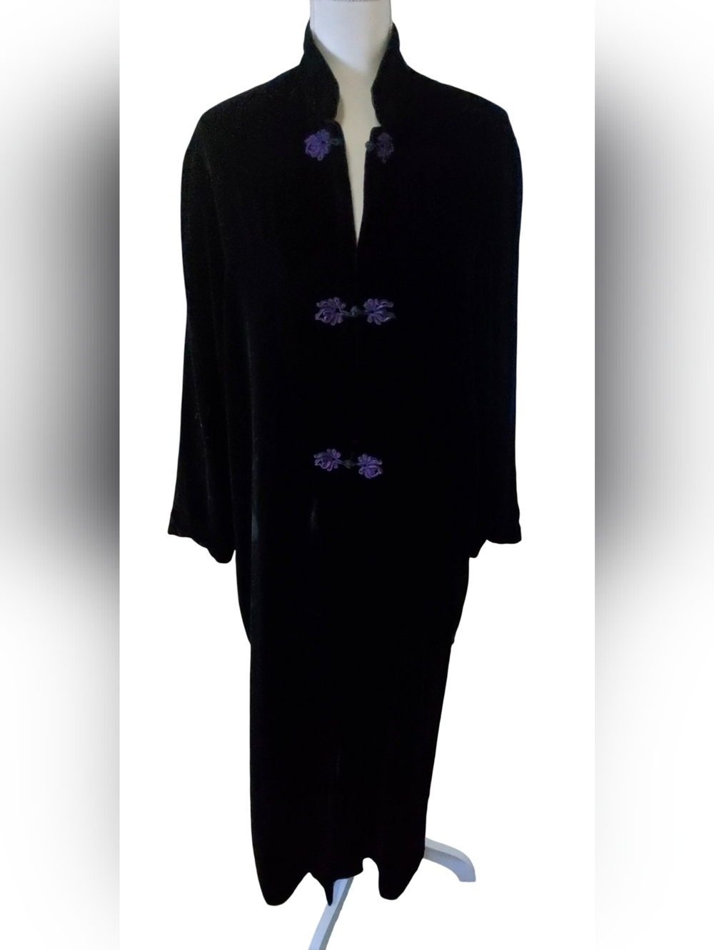 Simonett Black Coat with Purple Button Accents